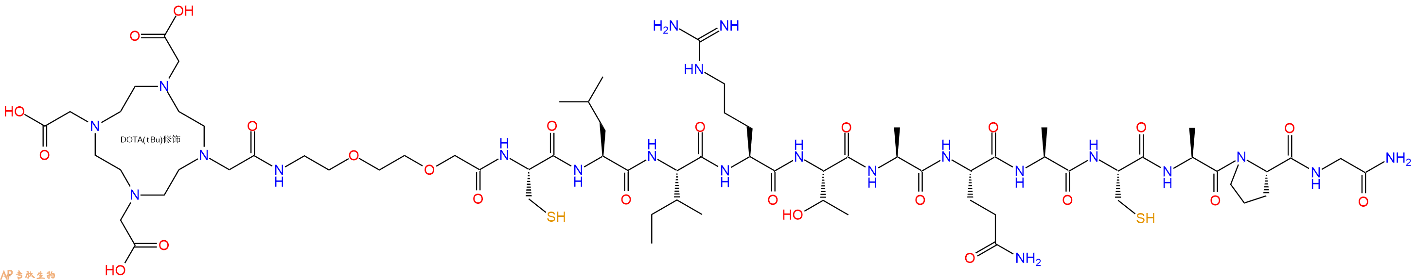 专肽生物产品DOTA-AEEA-Cys-Leu-Ile-Arg-Thr-Ala-Gln-Ala-Cys-Ala-Pro-Gly-CONH2