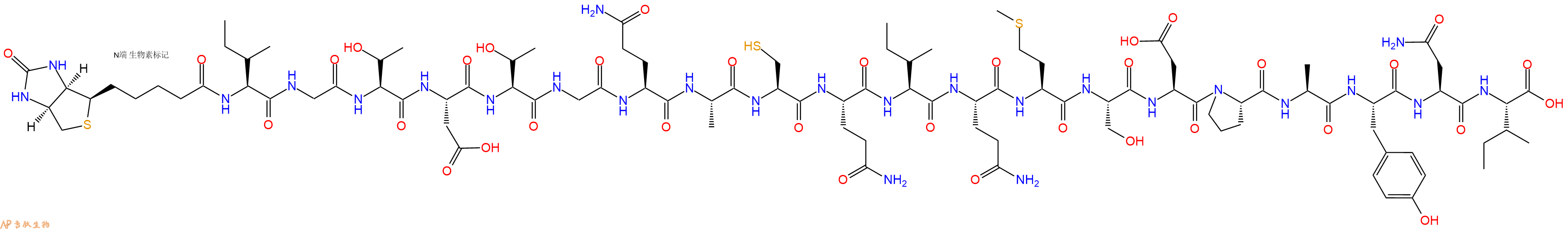 专肽生物产品Biotinyl-Ile-Gly-Thr-Asp-Thr-Gly-Gln-Ala-Cys-Gln-Ile-Gln-Met-Ser-Asp-Pro-Ala-Tyr-Asn-Ile-OH