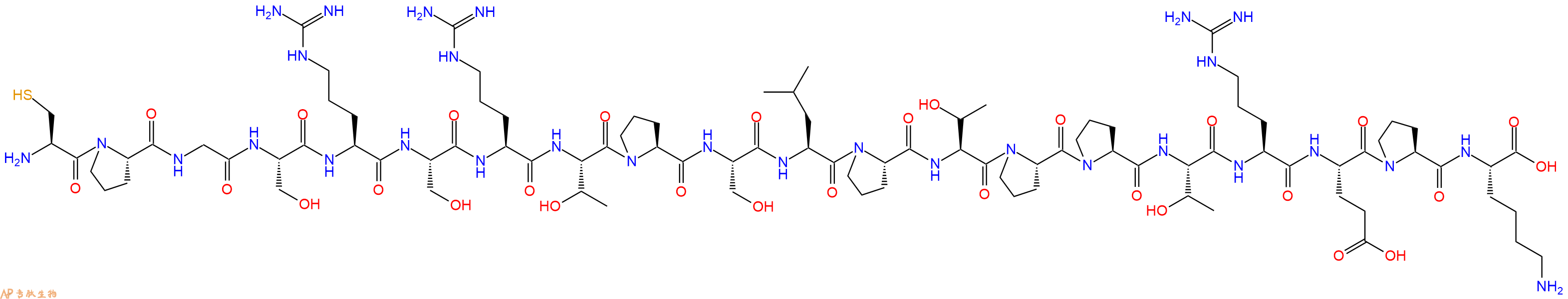专肽生物产品H2N-Cys-Pro-Gly-Ser-Arg-Ser-Arg-Thr-Pro-Ser-Leu-Pro-Thr-Pro-Pro-Thr-Arg-Glu-Pro-Lys-OH