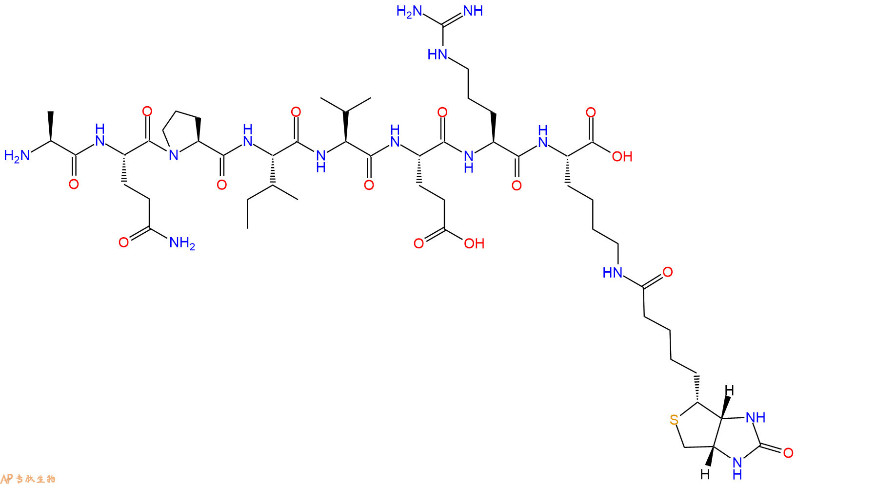 专肽生物产品H2N-Ala-Gln-Pro-Ile-Val-Glu-Arg-Lys(Biotin)-OH