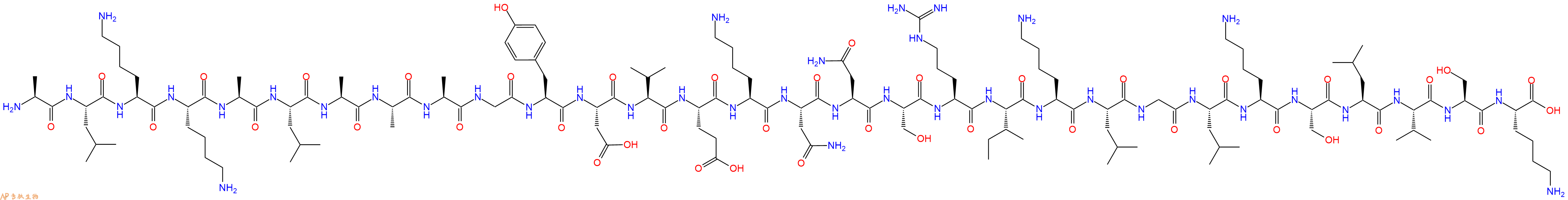 专肽生物产品H2N-Ala-Leu-Lys-Lys-Ala-Leu-Ala-Ala-Ala-Gly-Tyr-Asp-Val-Glu-Lys-Asn-Asn-Ser-Arg-Ile-Lys-Leu-Gly-Leu-Lys-Ser-Leu-Val-Ser-Lys-OH