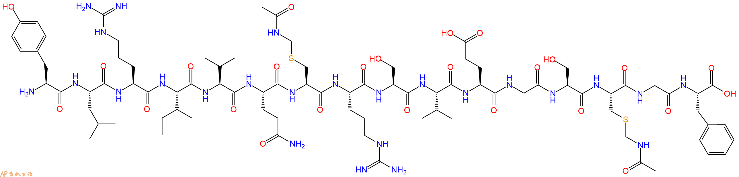 专肽生物产品H2N-Tyr-Leu-Arg-Ile-Val-Gln-Cys(Acm)-Arg-Ser-Val-Glu-Gly-Ser-Cys(Acm)-Gly-Phe-OH