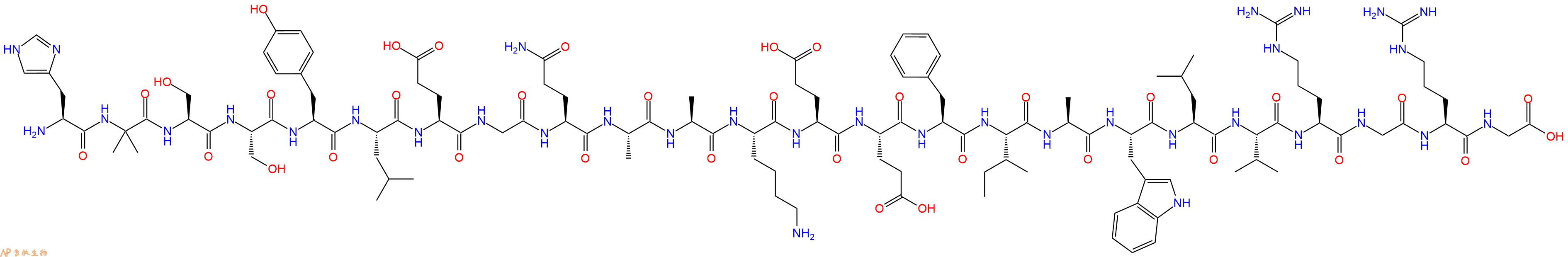 专肽生物产品H2N-His-Aib-Ser-Ser-Tyr-Leu-Glu-Gly-Gln-Ala-Ala-Lys-Glu-Glu-Phe-Ile-Ala-Trp-Leu-Val-Arg-Gly-Arg-Gly-OH