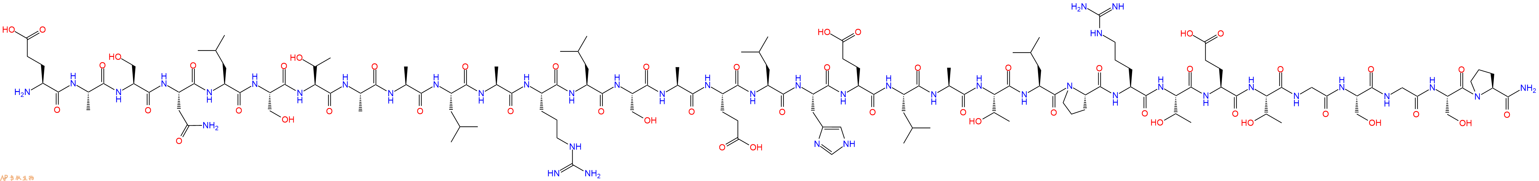 专肽生物产品H2N-Glu-Ala-Ser-Asn-Leu-Ser-Thr-Ala-Ala-Leu-Ala-Arg-Leu-Ser-Ala-Glu-Leu-His-Glu-Leu-Ala-Thr-Leu-Pro-Arg-Thr-Glu-Thr-Gly-Ser-Gly-Ser-Pro-CONH2