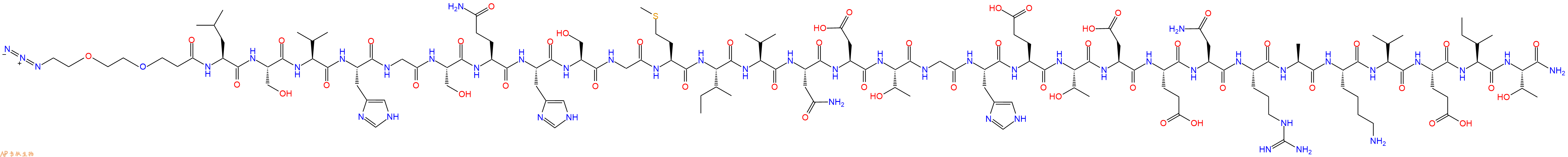 专肽生物产品Azido-PEG2-CH2CH2CO-Leu-Ser-Val-His-Gly-Ser-Gln-His-Ser-Gly-Met-Ile-Val-Asn-Asp-Thr-Gly-His-Glu-Thr-Asp-Glu-Asn-Arg-Ala-Lys-Val-Glu-Ile-Thr-CONH2