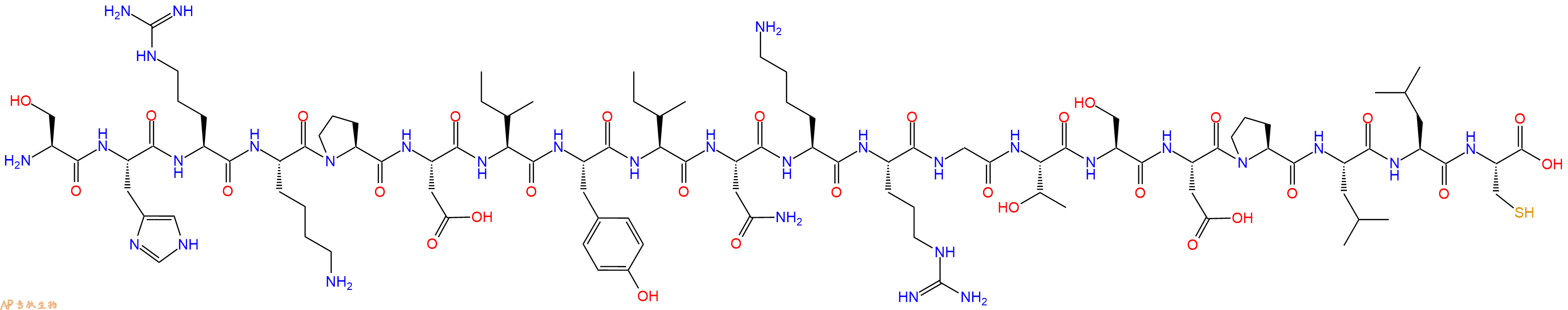 专肽生物产品H2N-Ser-His-Arg-Lys-Pro-Asp-Ile-Tyr-Ile-Asn-Lys-Arg-Gly-Thr-Ser-Asp-Pro-Leu-Leu-Cys-OH