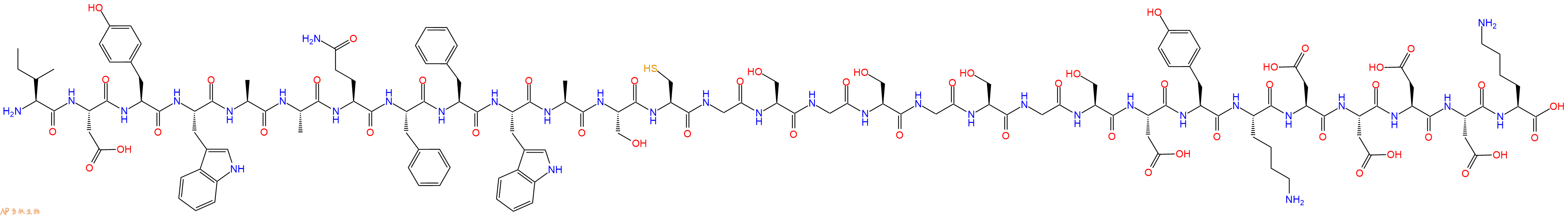 专肽生物产品H2N-Ile-Asp-Tyr-Trp-Ala-Ala-Gln-Phe-Phe-Trp-Ala-Ser-Cys-Gly-Ser-Gly-Ser-Gly-Ser-Gly-Ser-Asp-Tyr-Lys-Asp-Asp-Asp-Asp-Lys-OH