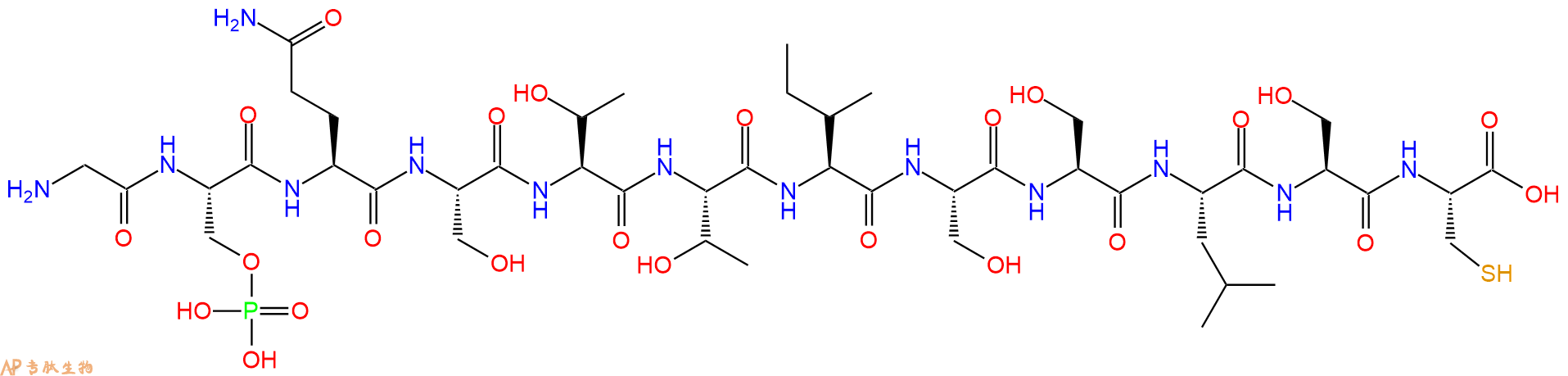 专肽生物产品H2N-Gly-Ser(PO3H2)-Gln-Ser-Thr-Thr-Ile-Ser-Ser-Leu-Ser-Cys-OH