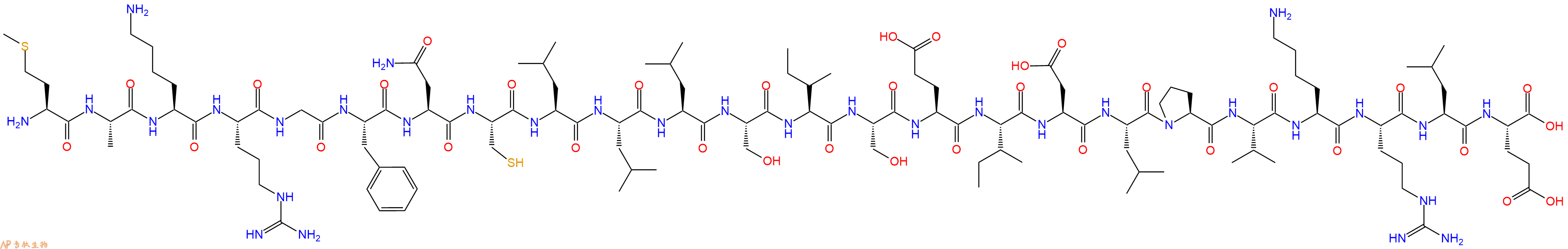 专肽生物产品H2N-Met-Ala-Lys-Arg-Gly-Phe-Asn-Cys-Leu-Leu-Leu-Ser-Ile-Ser-Glu-Ile-Asp-Leu-Pro-Val-Lys-Arg-Leu-Glu-OH