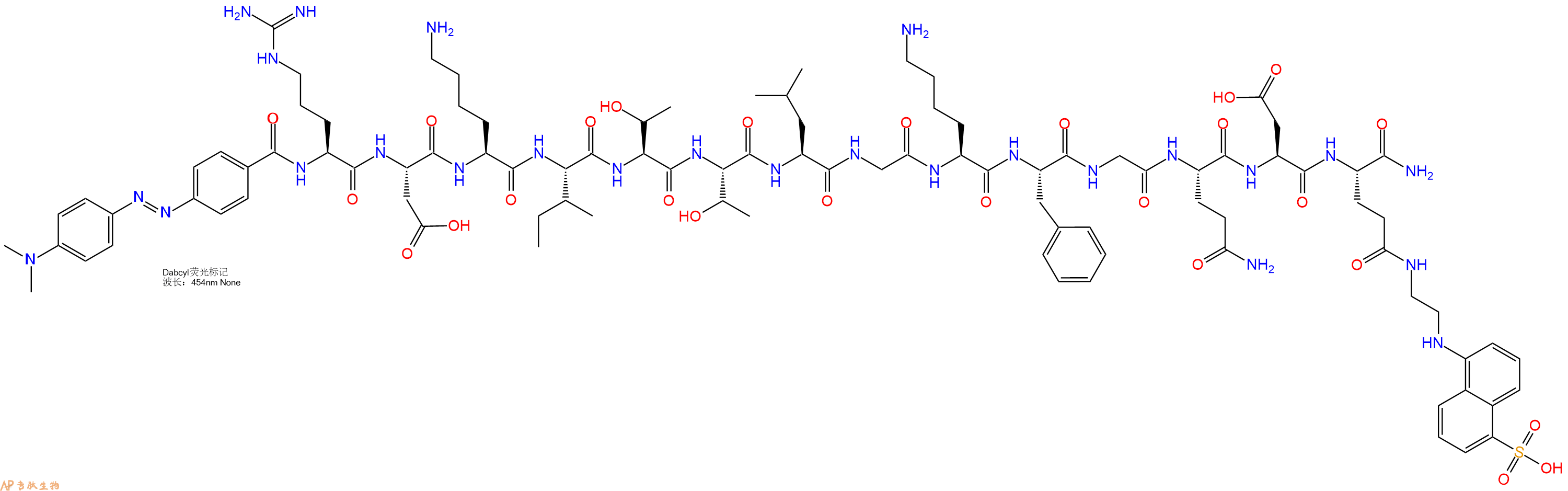 专肽生物产品DABCYL-Arg-Asp-Lys-Ile-Thr-Thr-Leu-Gly-Lys-Phe-Gly-Gln-Asp-Glu(Edans)-CONH2