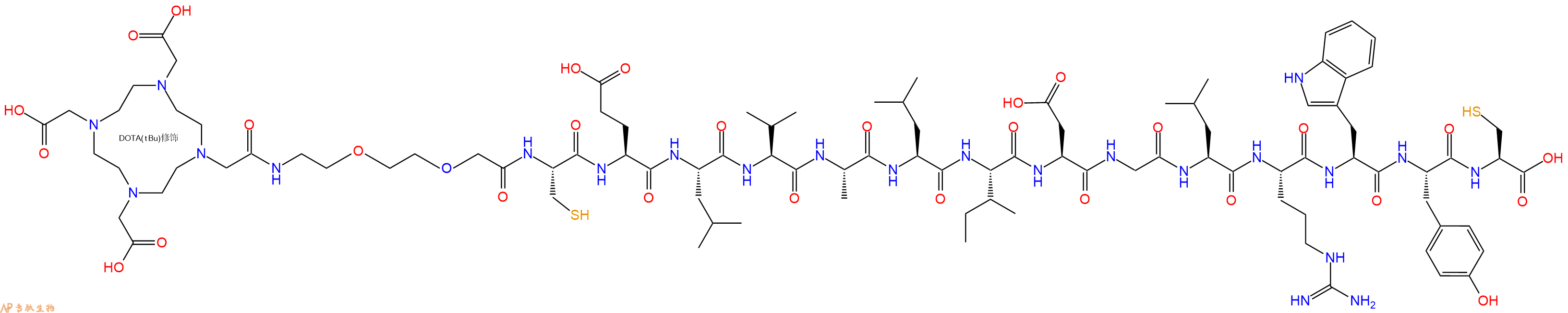 专肽生物产品DOTA-PEG2-Cys-Glu-Leu-Val-Ala-Leu-Ile-Asp-Gly-Leu-Arg-Trp-Tyr-Cys