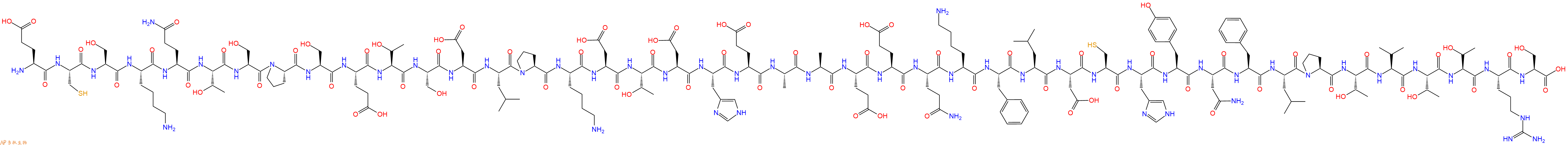 专肽生物产品H2N-Glu-Cys-Ser-Lys-Gln-Thr-Ser-Pro-Ser-Glu-Thr-Ser-Asp-Leu-Pro-Lys-Asp-Thr-Asp-His-Glu-Ala-Ala-Glu-Glu-Gln-Lys-Phe-Leu-Asp-Cys-His-Tyr-Asn-Phe-Leu-Pro-Thr-Val-Thr-Thr-Arg-Ser-OH
