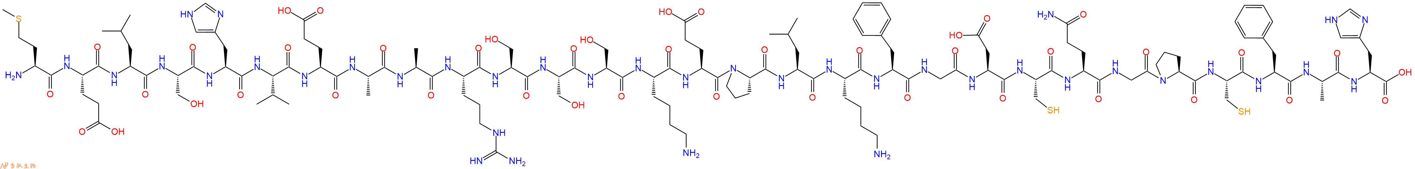 专肽生物产品H2N-Met-Glu-Leu-Ser-His-Val-Glu-Ala-Ala-Arg-Ser-Ser-Ser-Lys-Glu-Pro-Leu-Lys-Phe-Gly-Asp-Cys-Gln-Gly-Pro-Cys-Phe-Ala-His-OH