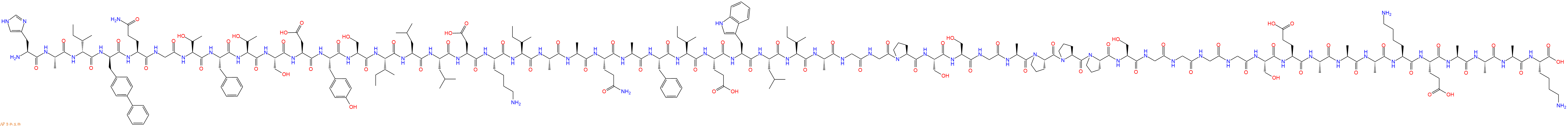专肽生物产品H2N-His-Ala-DIle-DBip-Gln-Gly-Thr-Phe-Thr-Ser-Asp-Tyr-Ser-Ile-Leu-Leu-Asp-Lys-Ile-Ala-Ala-Gln-Ala-Phe-Ile-Glu-Trp-Leu-Ile-Ala-Gly-Gly-Pro-Ser-Ser-Gly-Ala-Pro-Pro-Pro-Ser-Gly-Gly-Gly-Gly-Ser-Glu-Ala-Ala-Ala-Lys-Glu-Ala-Ala-Ala-Lys-OH