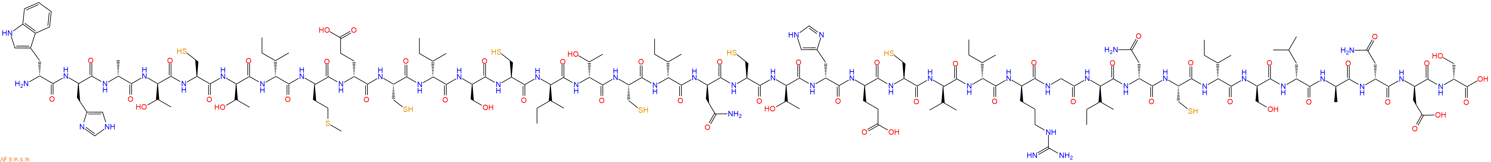 专肽生物产品H2N-DTrp-DHis-DAla-DThr-Cys-DThr-DIle-DMet-DGlu-Cys-DIle-DSer-Cys-DIle-DThr-Cys-DIle-DAsn-Cys-DThr-DHis-DGlu-Cys-DVal-DIle-DArg-Gly-DIle-DAsn-Cys-DIle-DSer-DLeu-DAla-DAsn-DAsp-DSer-OH