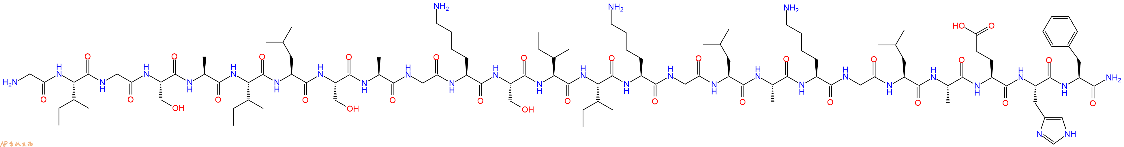 专肽生物产品H2N-Gly-Ile-Gly-Ser-Ala-Ile-Leu-Ser-Ala-Gly-Lys-Ser-Ile-Ile-Lys-Gly-Leu-Ala-Lys-Gly-Leu-Ala-Glu-His-Phe-CONH2