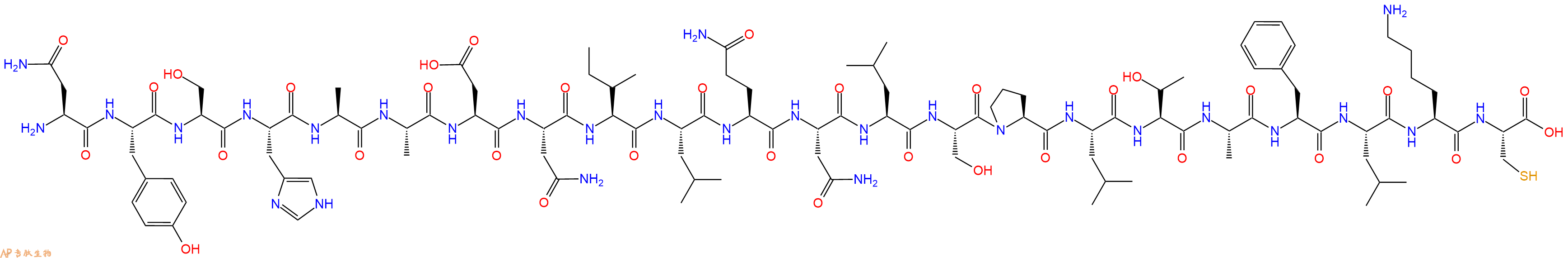 专肽生物产品H2N-Asn-Tyr-Ser-His-Ala-Ala-Asp-Asn-Ile-Leu-Gln-Asn-Leu-Ser-Pro-Leu-Thr-Ala-Phe-Leu-Lys-Cys-OH