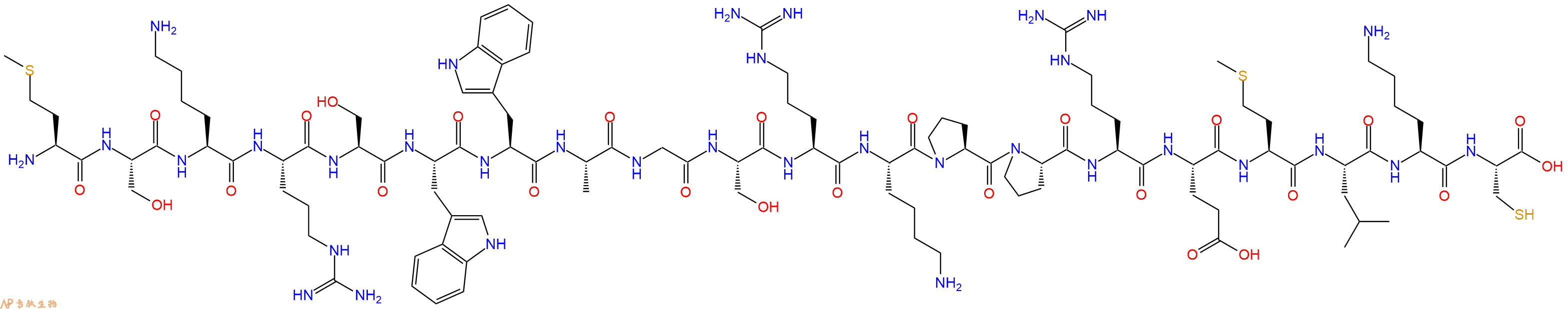 专肽生物产品H2N-Met-Ser-Lys-Arg-Ser-Trp-Trp-Ala-Gly-Ser-Arg-Lys-Pro-Pro-Arg-Glu-Met-Leu-Lys-Cys-OH