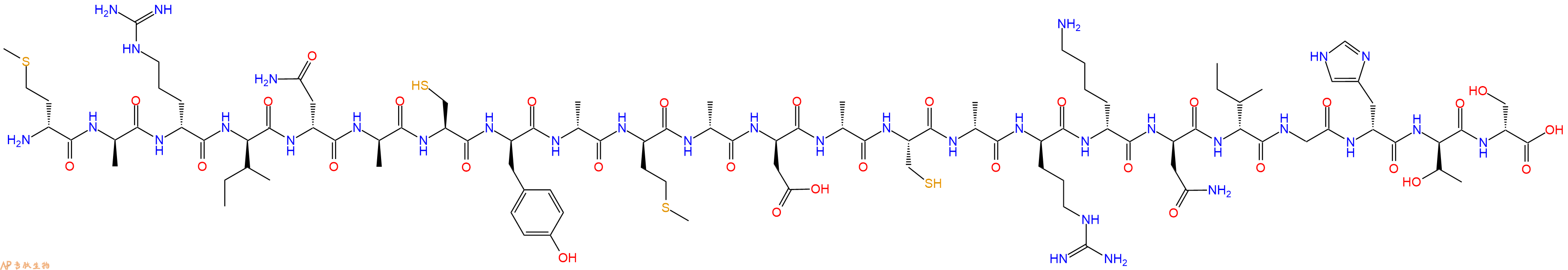 专肽生物产品H2N-DMet-DAla-DArg-DIle-DAsn-DAla-Cys-DTyr-DAla-DMet-DAla-DAsp-DAla-Cys-DAla-DArg-DLys-DAsn-DIle-Gly-DHis-DThr-DSer-OH