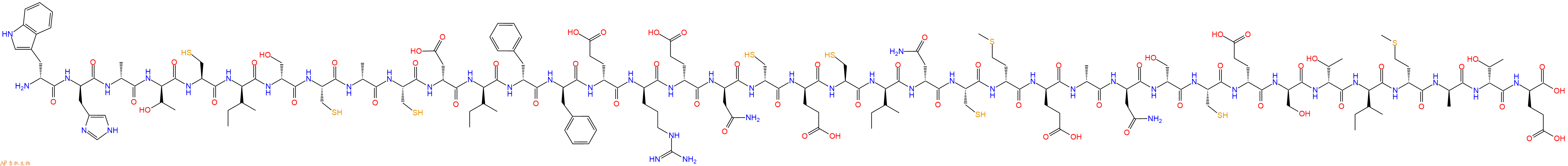 专肽生物产品H2N-DTrp-DHis-DAla-DThr-Cys-DIle-DSer-Cys-DAla-Cys-DAsp-DIle-DPhe-DPhe-DGlu-DArg-DGlu-DAsn-DCys-DGlu-Cys-DIle-DAsn-Cys-DMet-DGlu-DAla-DAsn-DSer-Cys-DGlu-DSer-DThr-DIle-DMet-DAla-DThr-DGlu-OH