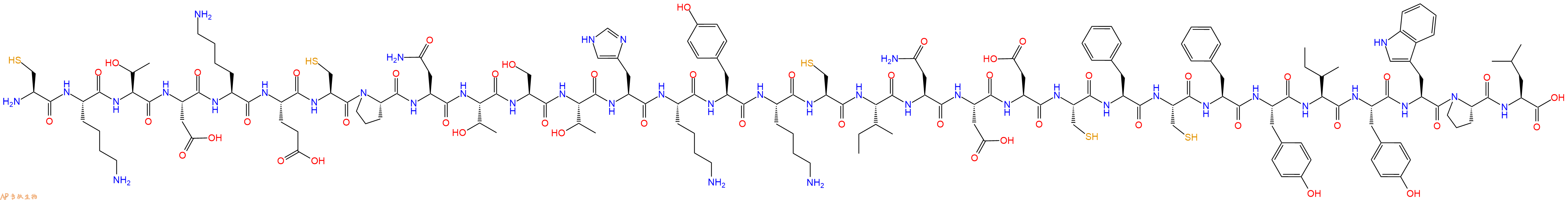 专肽生物产品H2N-Cys-Lys-Thr-Asp-Lys-Glu-Cys-Pro-Asn-Thr-Ser-Thr-His-Lys-Tyr-Lys-Cys-Ile-Asn-Asp-Asp-Cys-Phe-Cys-Phe-Tyr-Ile-Tyr-Trp-Pro-Leu-OH