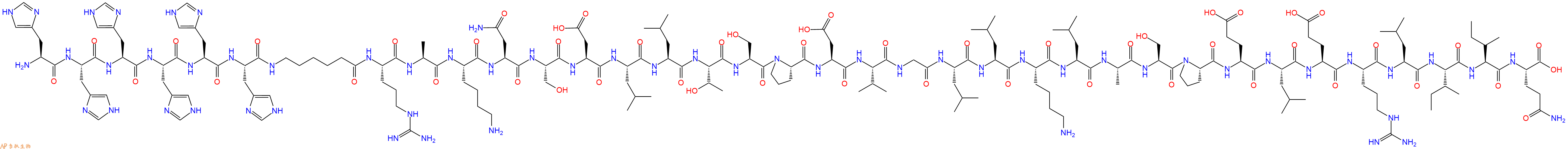 专肽生物产品H2N-His-His-His-His-His-His-Ahx-Arg-Ala-Lys-Asn-Ser-Asp-Leu-Leu-Thr-Ser-Pro-Asp-Val-Gly-Leu-Leu-Lys-Leu-Ala-Ser-Pro-Glu-Leu-Glu-Arg-Leu-Ile-Ile-Gln-OH