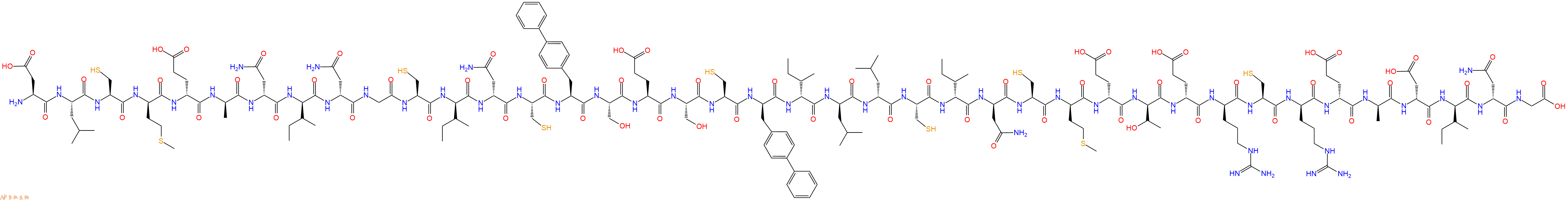 专肽生物产品H2N-Asp-Leu-Cys-DMet-DGlu-DAla-DAsn-DIle-DAsn-Gly-Cys-DIle-DAsn-Cys-Bip-Ser-Glu-Ser-Cys-DBip-DIle-DLeu-DLeu-Cys-DIle-DAsn-Cys-DMet-DGlu-DThr-DGlu-DArg-Cys-DArg-DGlu-DAla-DAsp-DIle-DAsn-Gly-OH