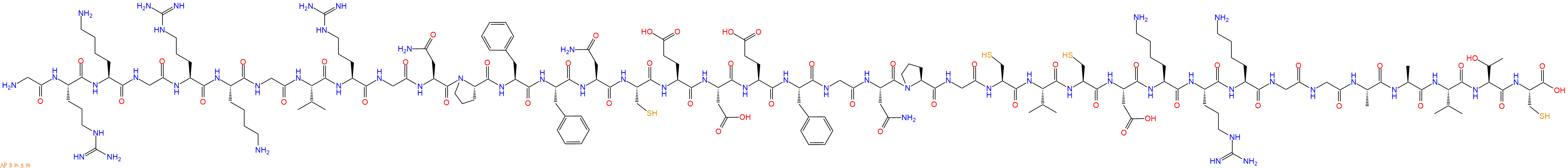 专肽生物产品H2N-Gly-Arg-Lys-Gly-Arg-Lys-Gly-Val-Arg-Gly-Asn-Pro-Phe-Phe-Asn-Cys-Glu-Asp-Glu-Phe-Gly-Asn-Pro-Gly-Cys-Val-Cys-Asp-Lys-Arg-Lys-Gly-Gly-Ala-Ala-Val-Thr-Cys-OH