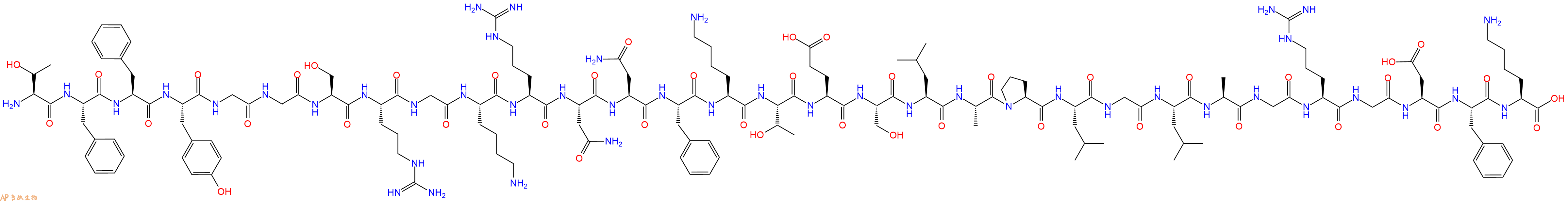 专肽生物产品H2N-Thr-Phe-Phe-Tyr-Gly-Gly-Ser-Arg-Gly-Lys-Arg-Asn-Asn-Phe-Lys-Thr-Glu-Ser-Leu-Ala-Pro-Leu-Gly-Leu-Ala-Gly-Arg-Gly-Asp-Phe-Lys-OH