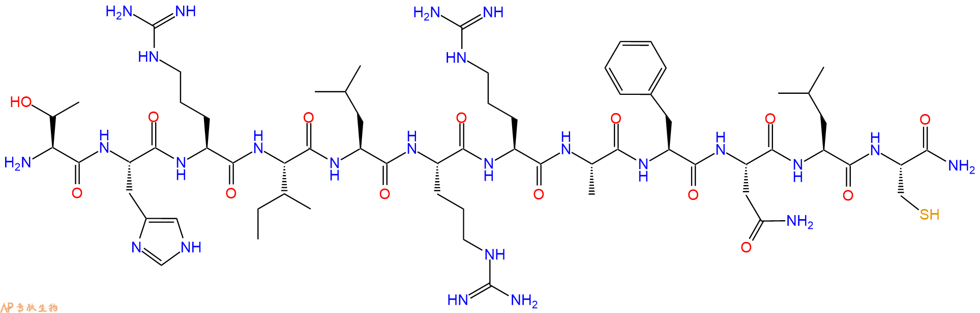 专肽生物产品H2N-Thr-His-Arg-Ile-Leu-Arg-Arg-Ala-Phe-Asn-Leu-Cys-CONH2
