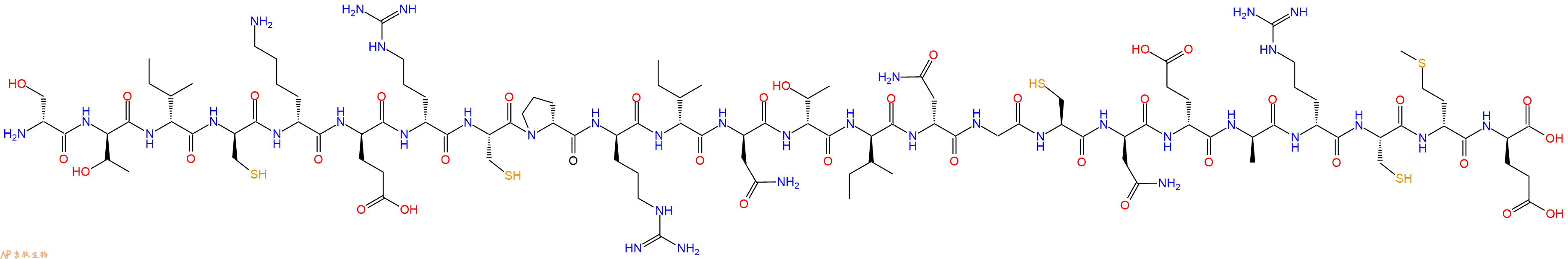 专肽生物产品H2N-DSer-DThr-DIle-DCys-DLys-DGlu-DArg-Cys-DPro-DArg-DIle-DAsn-DThr-DIle-DAsn-Gly-Cys-DAsn-DGlu-DAla-DArg-Cys-DMet-DGlu-OH