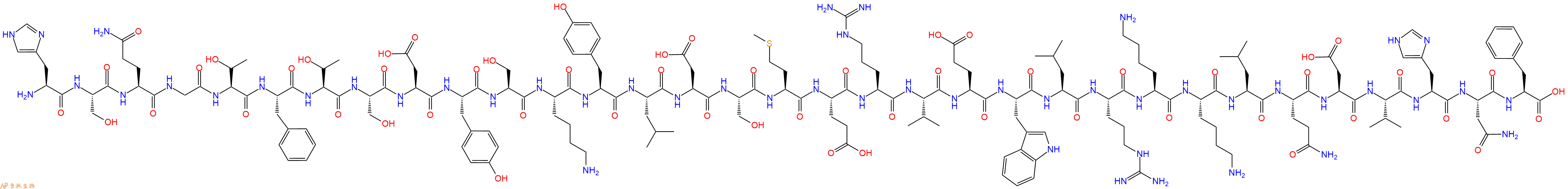 专肽生物产品H2N-His-Ser-Gln-Gly-Thr-Phe-Thr-Ser-Asp-Tyr-Ser-Lys-Tyr-Leu-Asp-Ser-Met-Glu-Arg-Val-Glu-Trp-Leu-Arg-Lys-Lys-Leu-Gln-Asp-Val-His-Asn-Phe-OH
