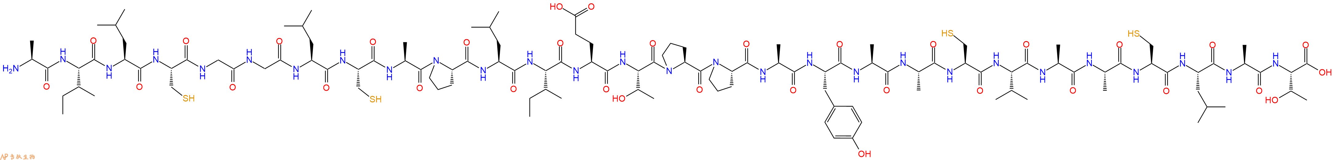 专肽生物产品H2N-Ala-Ile-Leu-Cys-Gly-Gly-Leu-Cys-Ala-Pro-Leu-Ile-Glu-Thr-Pro-Pro-Ala-Tyr-Ala-Ala-Cys-Val-Ala-Ala-Cys-Leu-Ala-Thr-OH