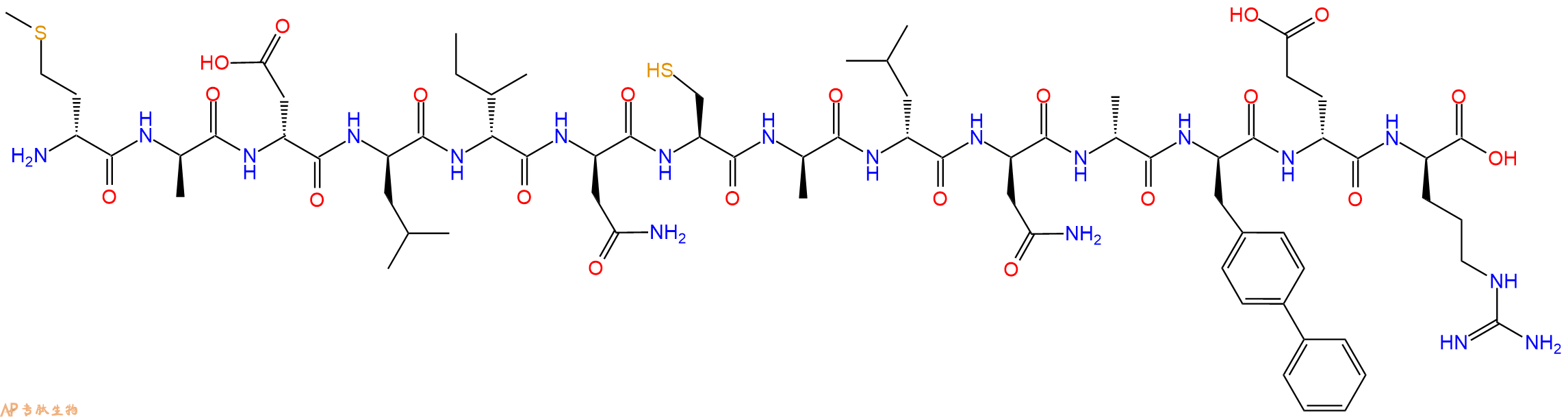 专肽生物产品H2N-DMet-DAla-DAsp-DLeu-DIle-DAsn-Cys-DAla-DLeu-DAsn-DAla-DBip-DGlu-DArg-OH