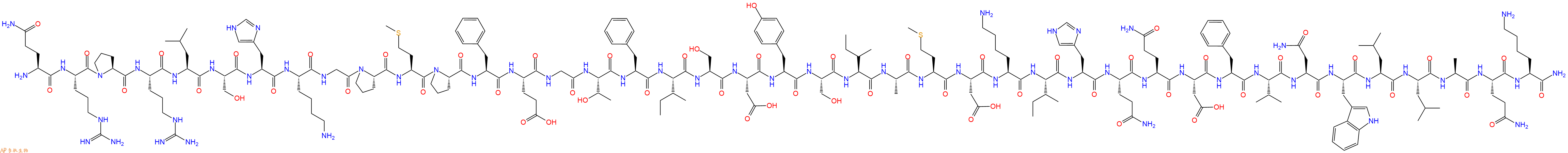 专肽生物产品H2N-Gln-Arg-Pro-Arg-Leu-Ser-His-Lys-Gly-Pro-Met-Pro-Phe-Glu-Gly-Thr-Phe-Ile-Ser-Asp-Tyr-Ser-Ile-Ala-Met-Asp-Lys-Ile-His-Gln-Gln-Asp-Phe-Val-Asn-Trp-Leu-Leu-Ala-Gln-Lys-CONH2