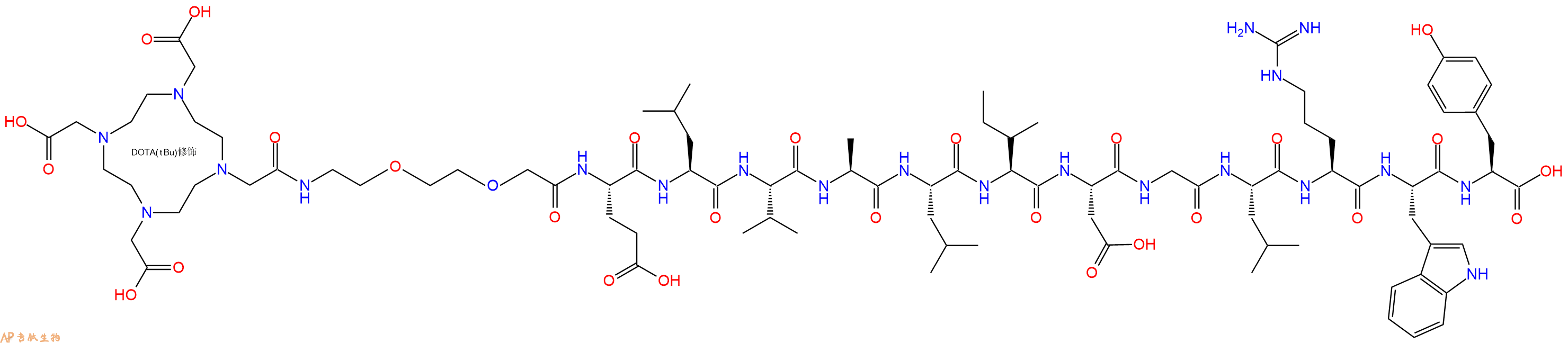 专肽生物产品DOTA-PEG2-Glu-Leu-Val-Ala-Leu-Ile-Asp-Gly-Leu-Arg-Trp-Tyr