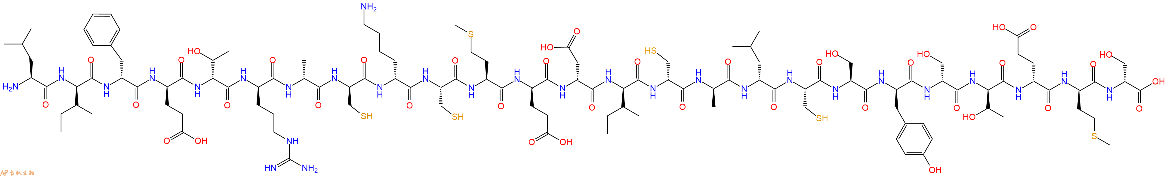 专肽生物产品H2N-Leu-DIle-DPhe-DGlu-DThr-DArg-DAla-DCys-DLys-Cys-Met-DGlu-DAsp-DIle-DCys-DAla-DLeu-Cys-Ser-DTyr-DSer-DThr-DGlu-DMet-DSer-OH