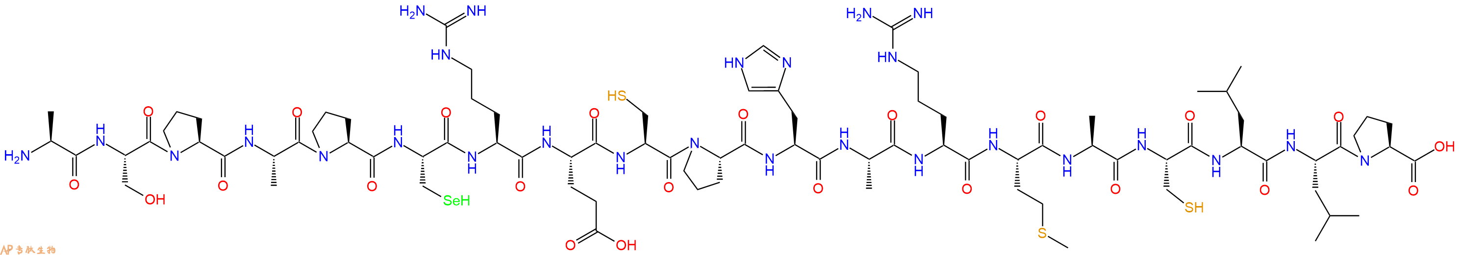 专肽生物产品H2N-Ala-Ser-Pro-Ala-Pro-Sec-Arg-Glu-Cys-Pro-His-Ala-Arg-Met-Ala-Cys-Leu-Leu-Pro-OH