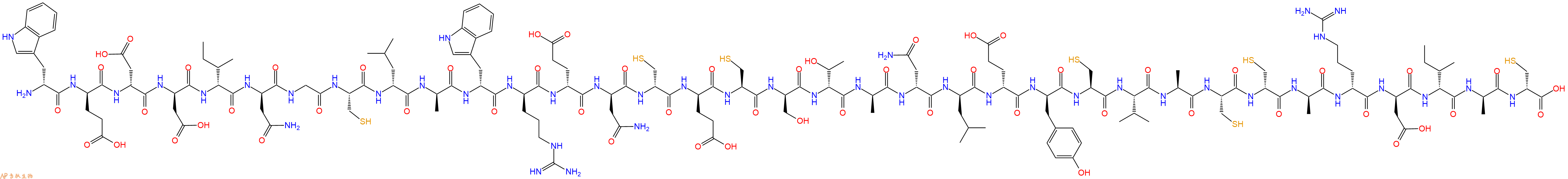 专肽生物产品H2N-DTrp-DGlu-DAsp-DAsp-DIle-DAsn-Gly-Cys-DLeu-DAla-DTrp-DArg-DGlu-DAsn-DCys-DGlu-Cys-DSer-DThr-DAla-DAsn-DLeu-DGlu-DTyr-Cys-Val-Ala-Cys-DCys-DAla-DArg-DAsp-DIle-DAla-DCys-OH