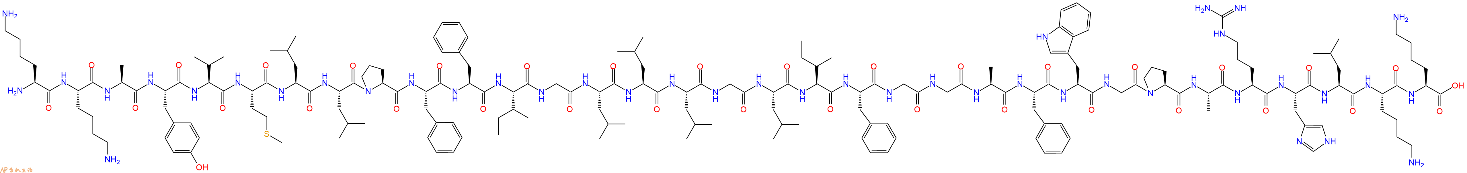 专肽生物产品H2N-Lys-Lys-Ala-Tyr-Val-Met-Leu-Leu-Pro-Phe-Phe-Ile-Gly-Leu-Leu-Leu-Gly-Leu-Ile-Phe-Gly-Gly-Ala-Phe-Trp-Gly-Pro-Ala-Arg-His-Leu-Lys-Lys-OH