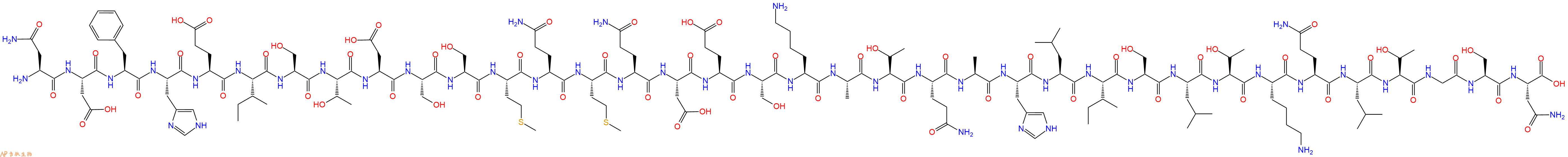 专肽生物产品H2N-Asn-Asp-Phe-His-Glu-Ile-Ser-Thr-Asp-Ser-Ser-Met-Gln-Met-Gln-Asp-Glu-Ser-Lys-Ala-Thr-Gln-Ala-His-Leu-Ile-Ser-Leu-Thr-Lys-Gln-Leu-Thr-Gly-Ser-Asn-OH