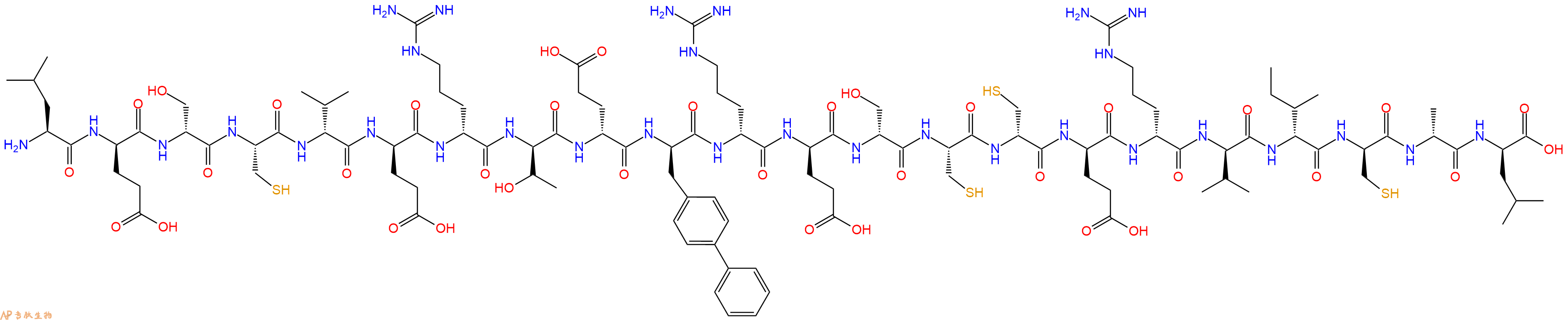 专肽生物产品H2N-Leu-DGlu-DSer-Cys-DVal-DGlu-DArg-DThr-DGlu-DBip-DArg-DGlu-DSer-Cys-DCys-DGlu-DArg-DVal-DIle-DCys-DAla-DLeu-OH