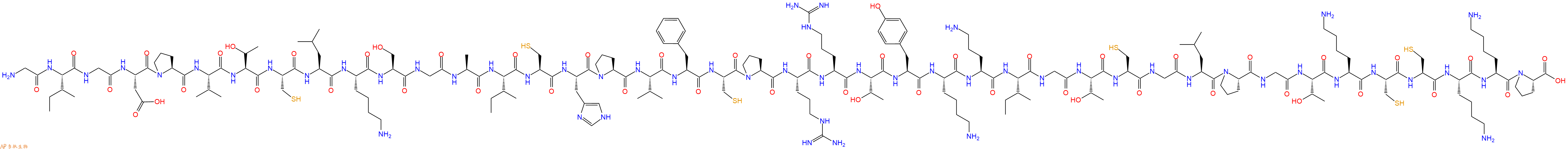专肽生物产品H2N-Gly-Ile-Gly-Asp-Pro-Val-Thr-Cys-Leu-Lys-Ser-Gly-Ala-Ile-Cys-His-Pro-Val-Phe-Cys-Pro-Arg-Arg-Thr-Tyr-Lys-Orn-Ile-Gly-Thr-Cys-Gly-Leu-Pro-Gly-Thr-Lys-Cys-Cys-Lys-Lys-Pro-OH