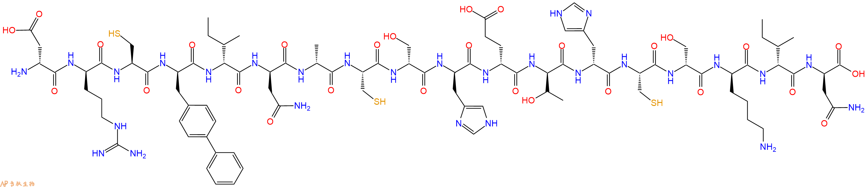 专肽生物产品H2N-DAsp-DArg-Cys-DBip-DIle-DAsn-DAla-Cys-DSer-DHis-DGlu-DThr-DHis-Cys-DSer-DLys-DIle-DAsn-OH