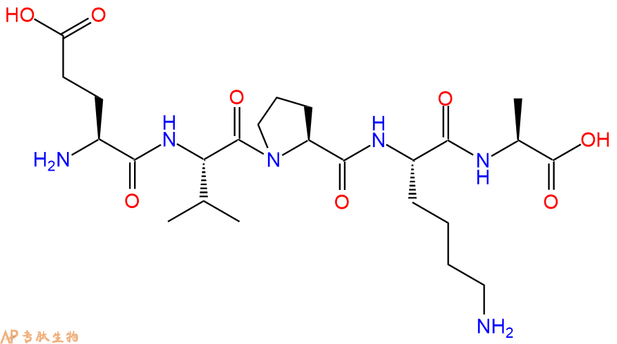 专肽生物产品H2N-Glu-Val-Pro-Lys-Ala-OH