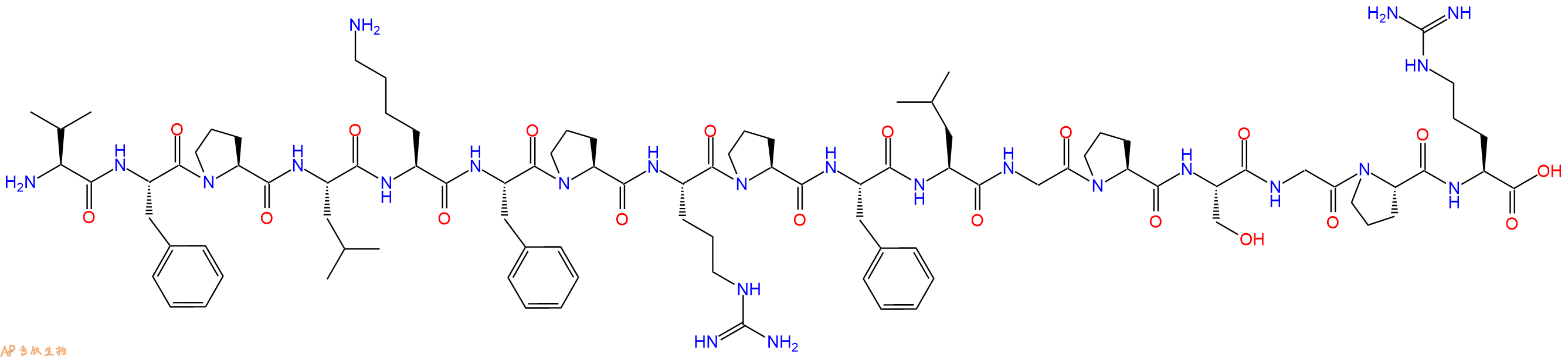 专肽生物产品H2N-Val-Phe-Pro-Leu-Lys-Phe-Pro-Arg-Pro-Phe-Leu-Gly-Pro-Ser-Gly-Pro-Arg-OH