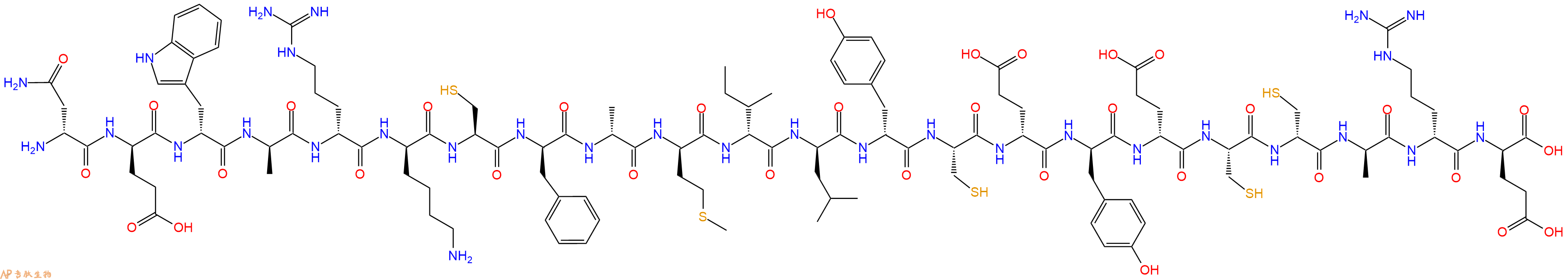 专肽生物产品H2N-DAsn-DGlu-DTrp-DAla-DArg-DLys-Cys-DPhe-DAla-DMet-DIle-DLeu-DTyr-Cys-DGlu-DTyr-DGlu-Cys-DCys-DAla-DArg-DGlu-OH