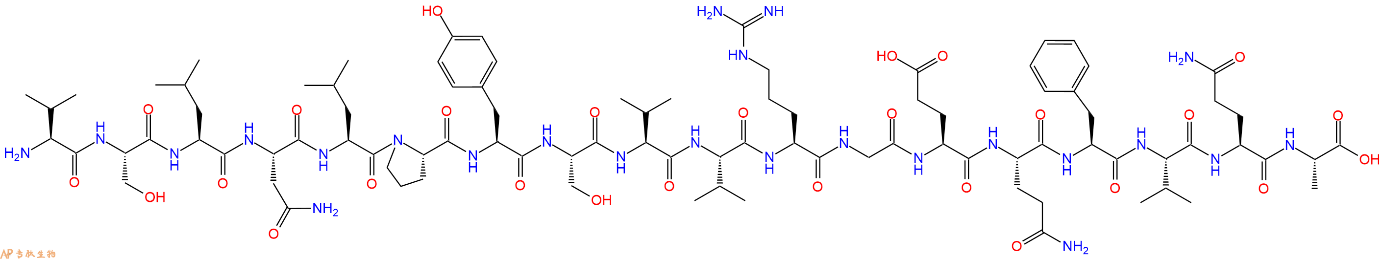 专肽生物产品H2N-Val-Ser-Leu-Asn-Leu-Pro-Tyr-Ser-Val-Val-Arg-Gly-Glu-Gln-Phe-Val-Gln-Ala-OH