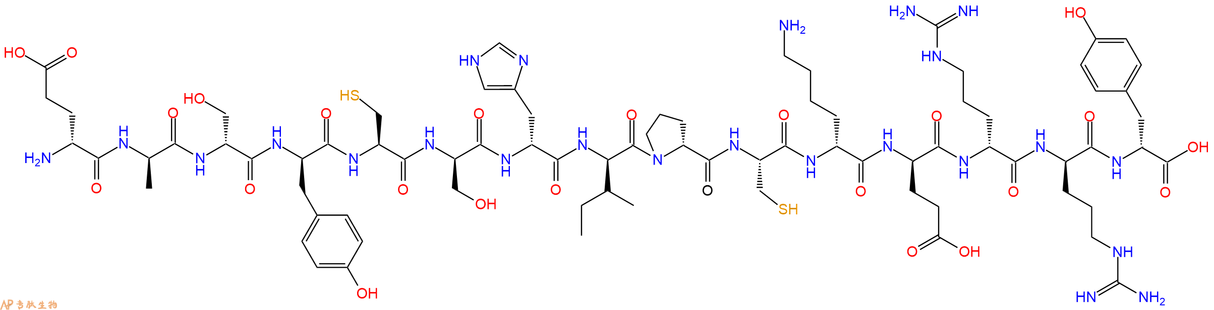 专肽生物产品H2N-DGlu-DAla-DSer-DTyr-Cys-DSer-DHis-DIle-DPro-Cys-DLys-DGlu-DArg-DArg-DTyr-OH