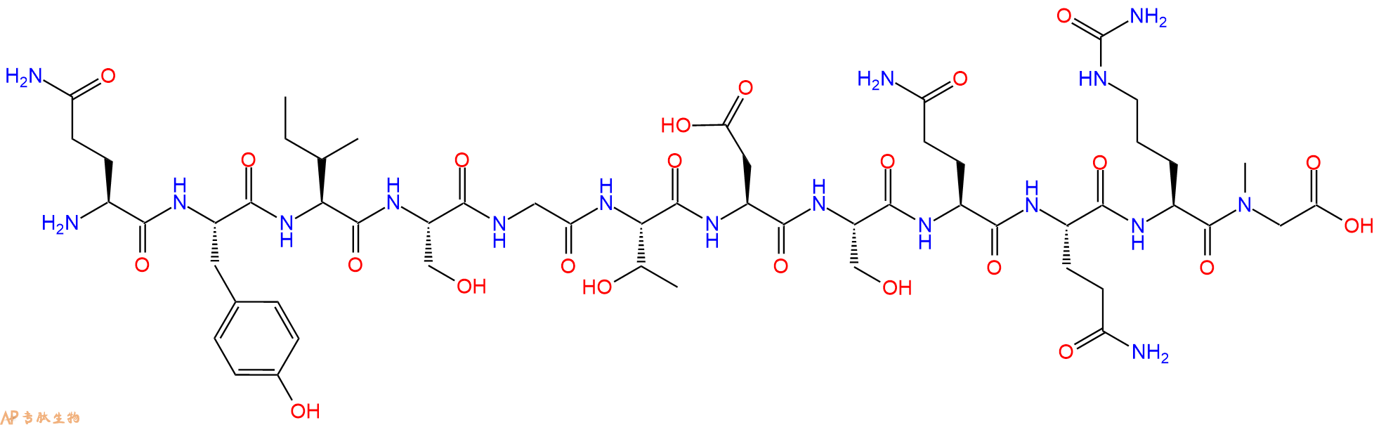 专肽生物产品H2N-Gln-Tyr-Ile-Ser-Gly-Thr-Asp-Ser-Gln-Gln-Cit-Sar-OH
